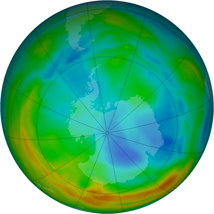 Antarctic ozone map for 18 July 2005